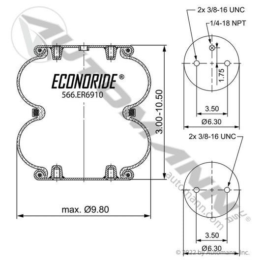 566.ER6910 - Econoride Air Spring Double Convoluted